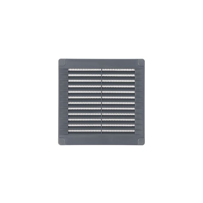 foto del prodotto edm griglia di ventilazione quadrata con tappi e zanzariera realizzata in abs di colore grigio 15x15x0,7cm