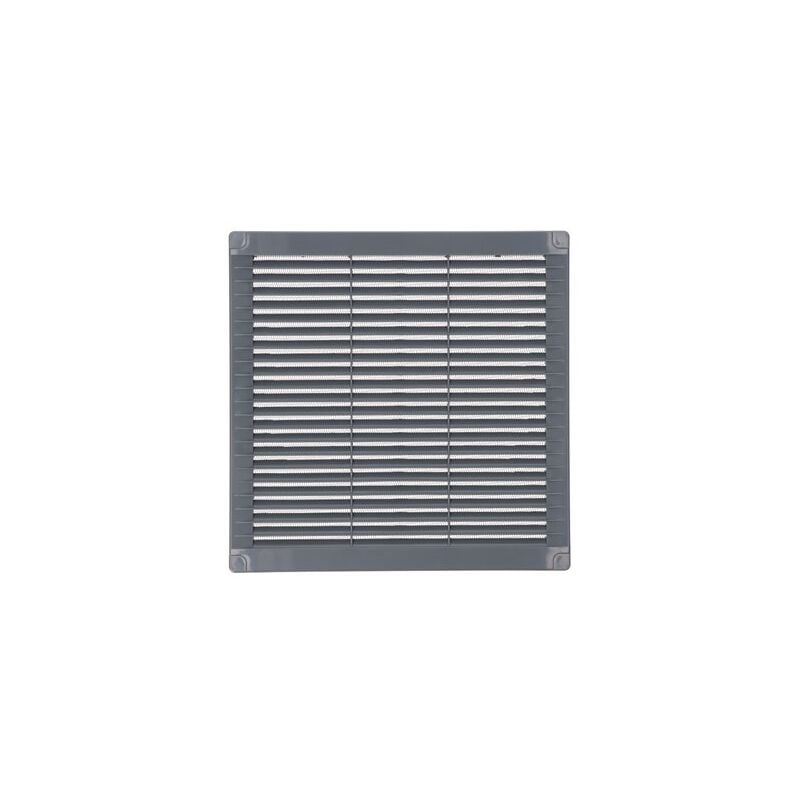 foto del prodotto edm griglia di ventilazione quadrata con tappi e zanzariera realizzata in abs di colore grigio 25x25x0,7cm