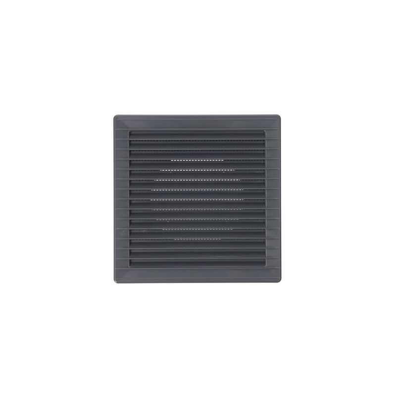 foto del prodotto edm griglia di ventilazione quadrata incassabile di 10cm con zanzariera realizzata in abs di colore grigio 17x17x1,15cm