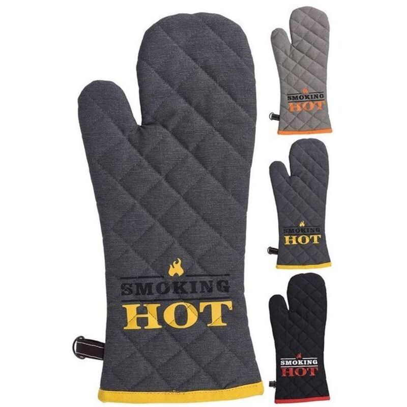 foto del prodotto edm - guantoni da barbecue, cotone e pelle, 18x43 cm, collane