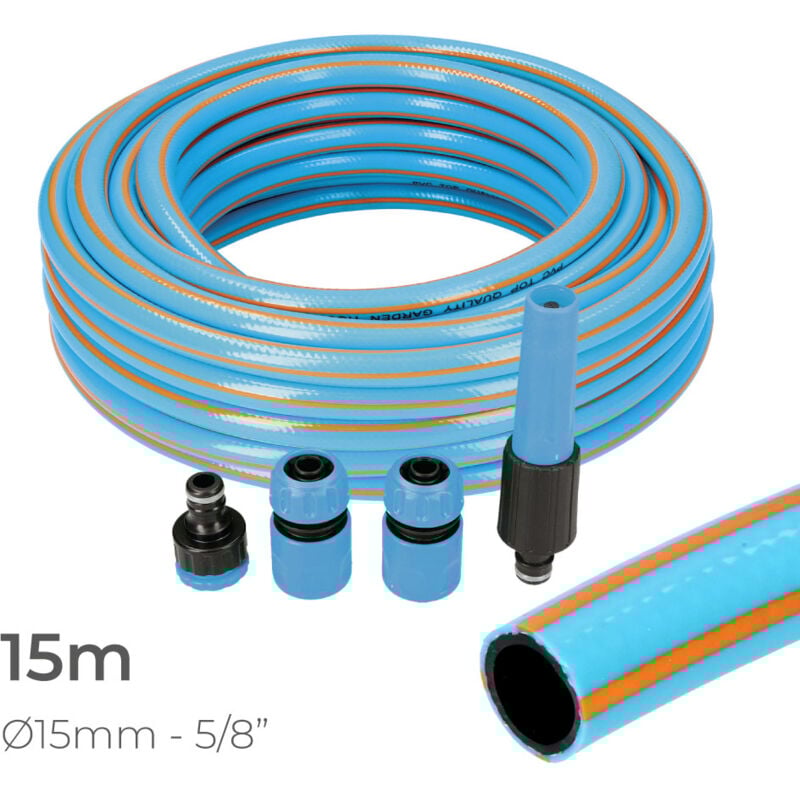 foto del prodotto edm kit tubo da giardino professionale per interni 15mm per esterni 20mm 5 8 15m con accessori pvc