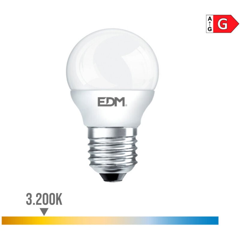 foto del prodotto edm lampada a led sferica e27 500 6w 500lmfralatn luce calda4 4,5x8cm
