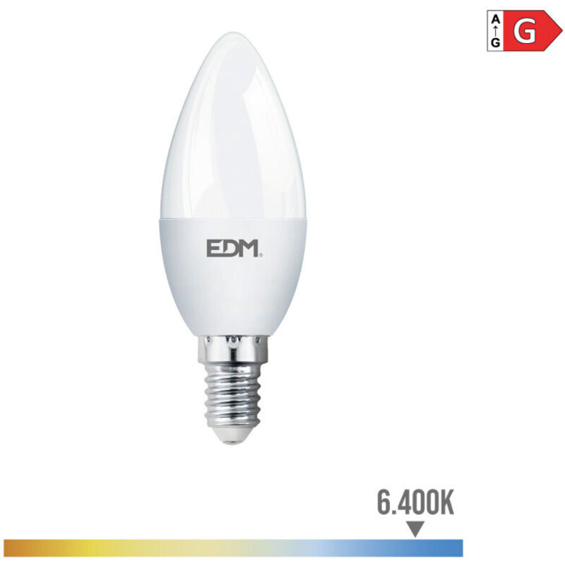 foto del prodotto edm lampada b14 led e14 5 5w 400 400lm 64 6400kfralatn luce fredda 3,5x10cm