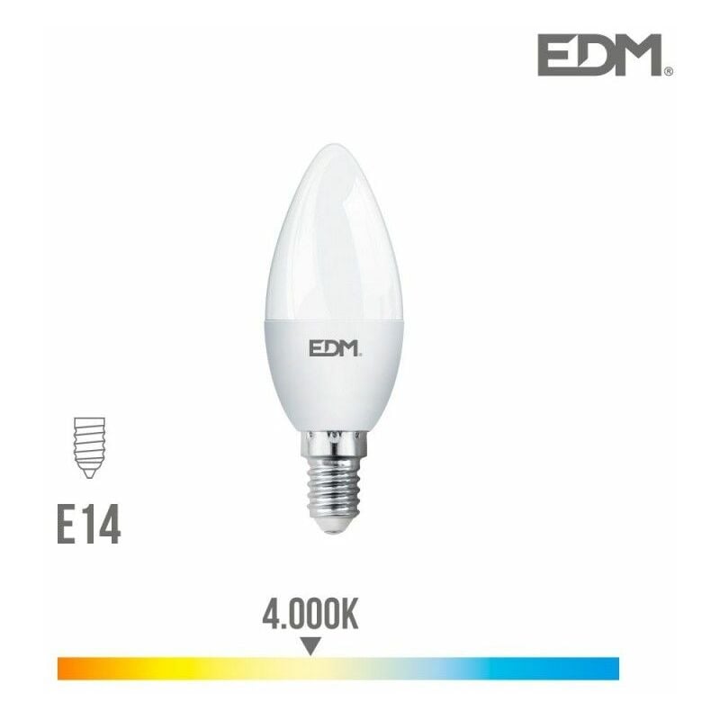 foto del prodotto edm lampada b14 led e14 600 7w 600 600lm 4000 4000kfralatn luce del giorno 3,5x10,7cm