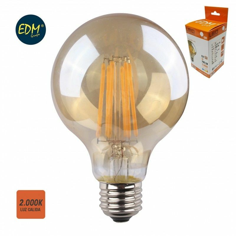 foto del prodotto edm lampada led globo vintage12 vetrofralatn e27 720 8w 720 720lm 2000 2000kfralatn 8x12cm