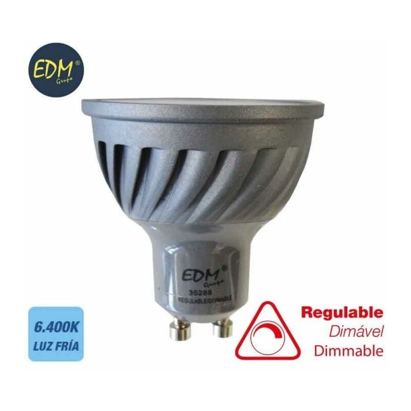foto del prodotto edm lampada led gu10 dimmable 6 6w 500lm 64 luce fredda 6400kfralatn 5x5,5cm