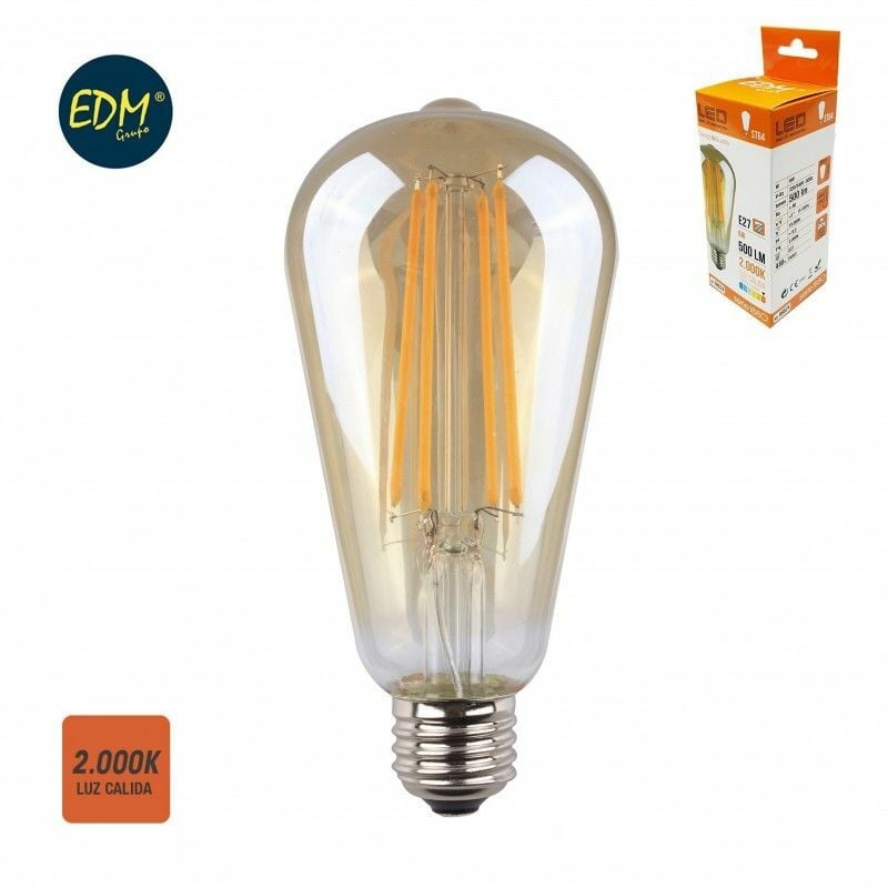 foto del prodotto edm lampada led ovoide vintage vetrofralatn e27 6 6wfralatn 560lmfralatn 2000kfralatn 6,4xfralatn2cm