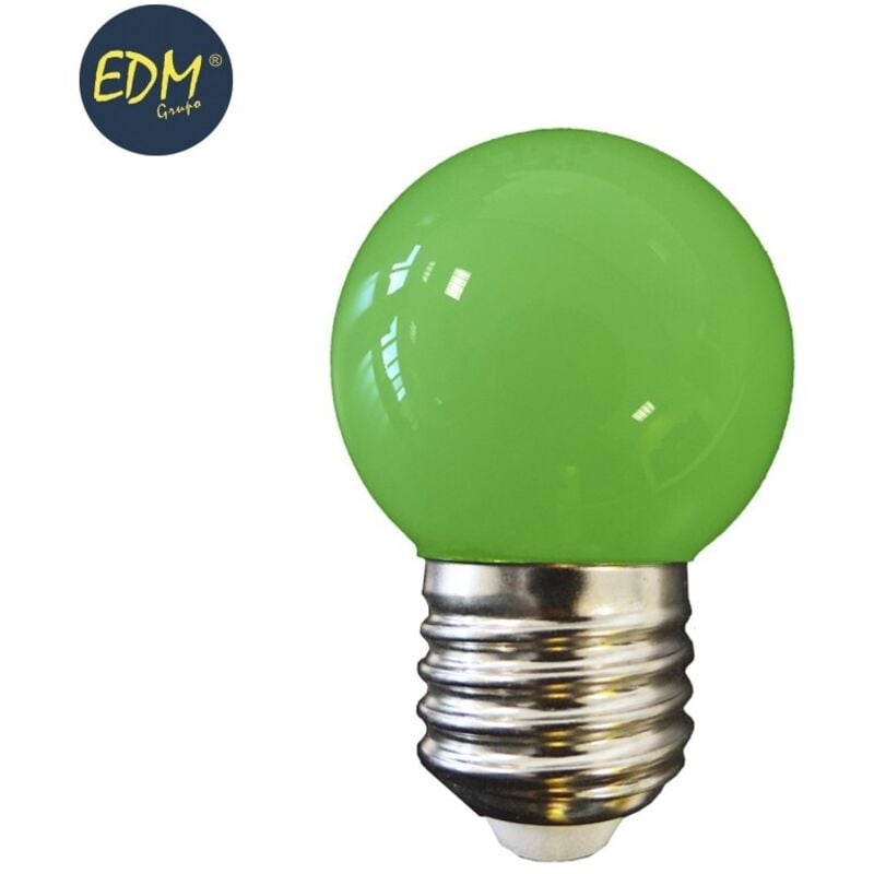 foto del prodotto edm - lampada led sferica e27 1 1w ver luce verde 80 80lm 45x69mm