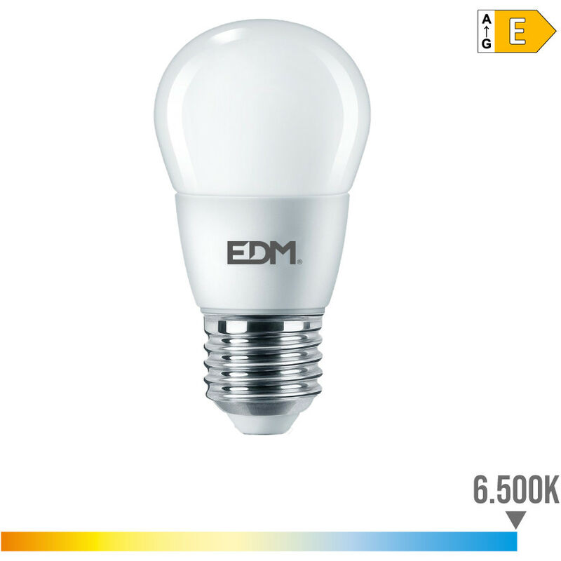 foto del prodotto edm lampada sferica e27 7 7w 80 806lm 65 6500kfralatn luce fredda 4,8x9,3cm