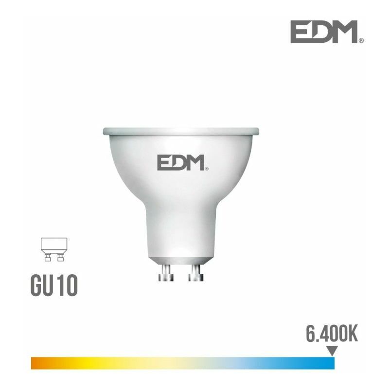 foto del prodotto edm lampadina dicroica led gu10 8w 600lm 6400k luce fredda 120 5x5,5cm