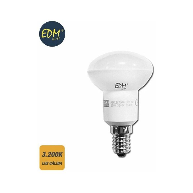 foto del prodotto edm lampadina led con riflettore r50 e14 5w 400lm 3200k luce calda 50x86mm