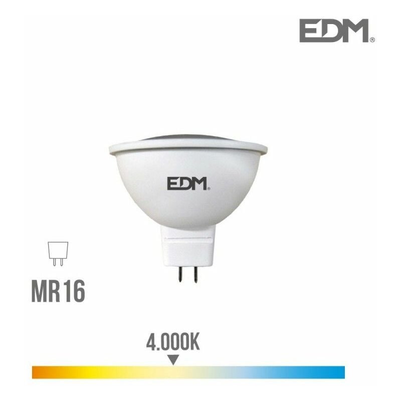 foto del prodotto edm lampadina led dicroica mr16 gu5.3 5w 12v 450lm 4000k luce diurna 5x5cm
