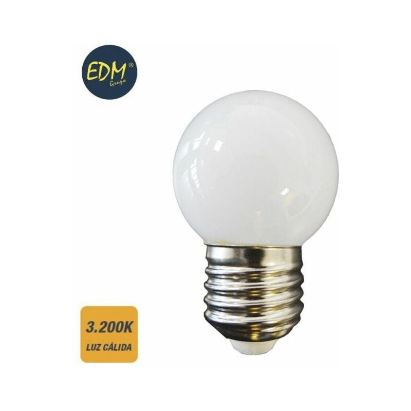 foto del prodotto edm lampadina led sferica e27 1.5w 130lm 3000k luce calda 45x69mm