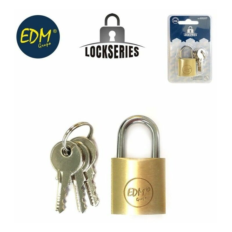 foto del prodotto edm lucchetto ad arco normale in ottone 25x15mm blister