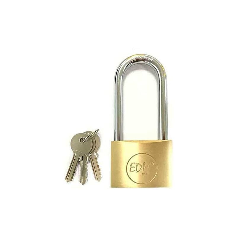 foto del prodotto edm lucchetto in ottone ad arco lungo 50x80mm in blister