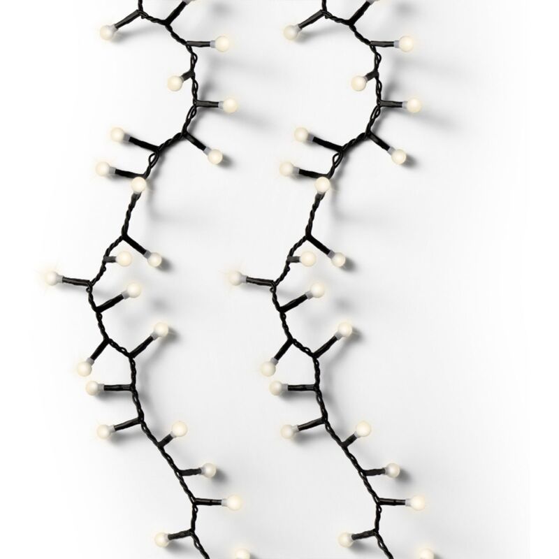 foto del prodotto edm luci di natale catena a ciliegia con led 3 mm da esterno con 8 funzioni, da 500 led cavo nero luce bianca