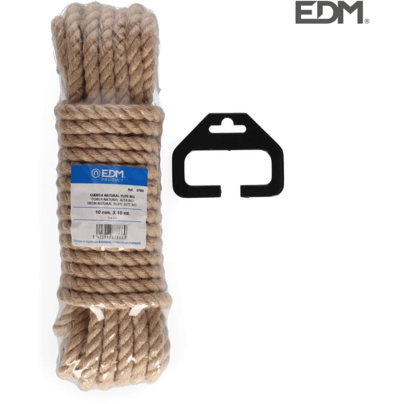 foto del prodotto edm matassa 10 mt. di corda di juta naturale bio. 3 fili. calibro 10 mm