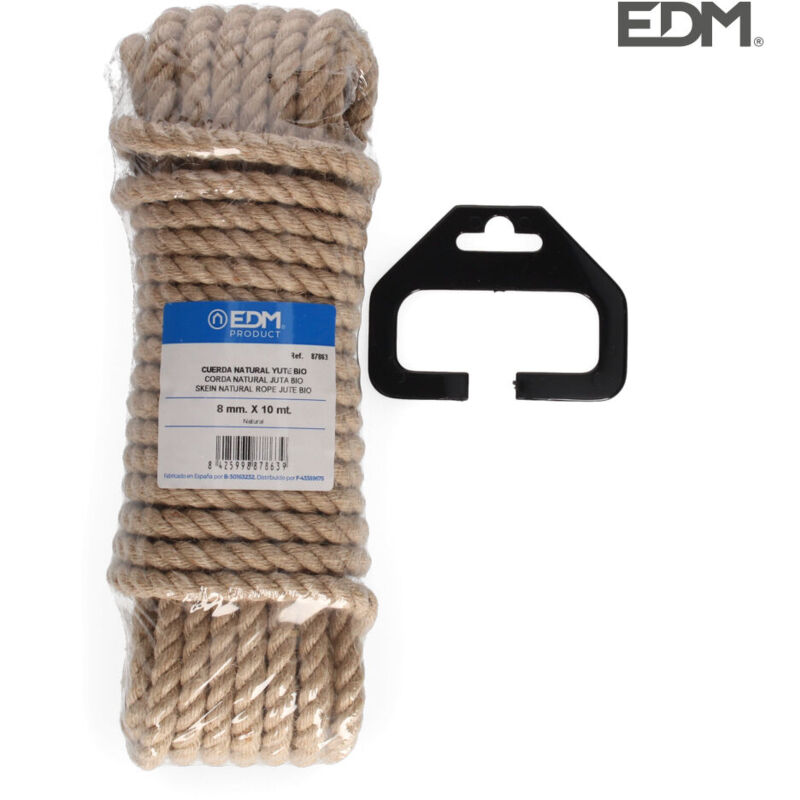 foto del prodotto edm matassa 10 mt. di corda di juta naturale bio. 3 fili. calibro 8 mm