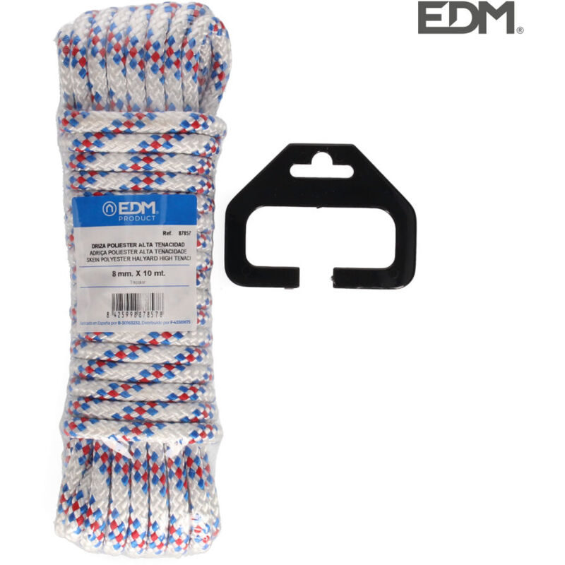 foto del prodotto edm matassa da 10 mt. di drizza in poliestere alta tenacit tricolore. 8 mm di calibro