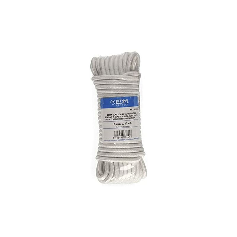 foto del prodotto edm matassa da 10 mt. di gomma elastica bianca ad alta tenacit . calibro 6 mm.
