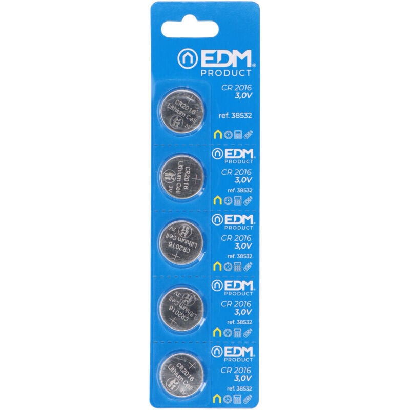 foto del prodotto edm micro batteria buttone lithium cr2016 3 3v 20x1,6mmfralatn multiuso cr