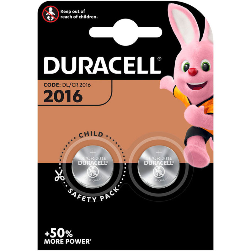 foto del prodotto edm micro batteria lithium button cr2016 duracell 3v 20x1,6 mm pack 2