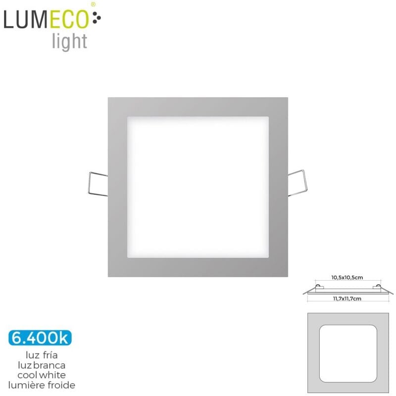 foto del prodotto edm - mini spot quadrato led 11,7cm - 6w - 320lm - 6400k - cornice cromata - 31607