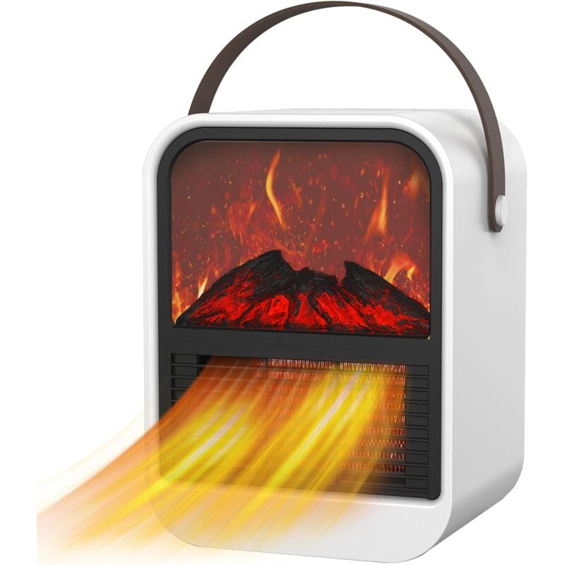 foto del prodotto edm mini termoventilatore con effetto camino elettrico a risparmio energetico, termoventilatore da 1500 w per soggiorno, camera da letto e bagno