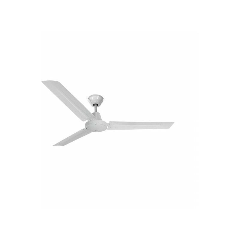 foto del prodotto edm mini ventilatore da soffitto modello industriale colore bianco potenza 60w pale 120cm con controller da parete