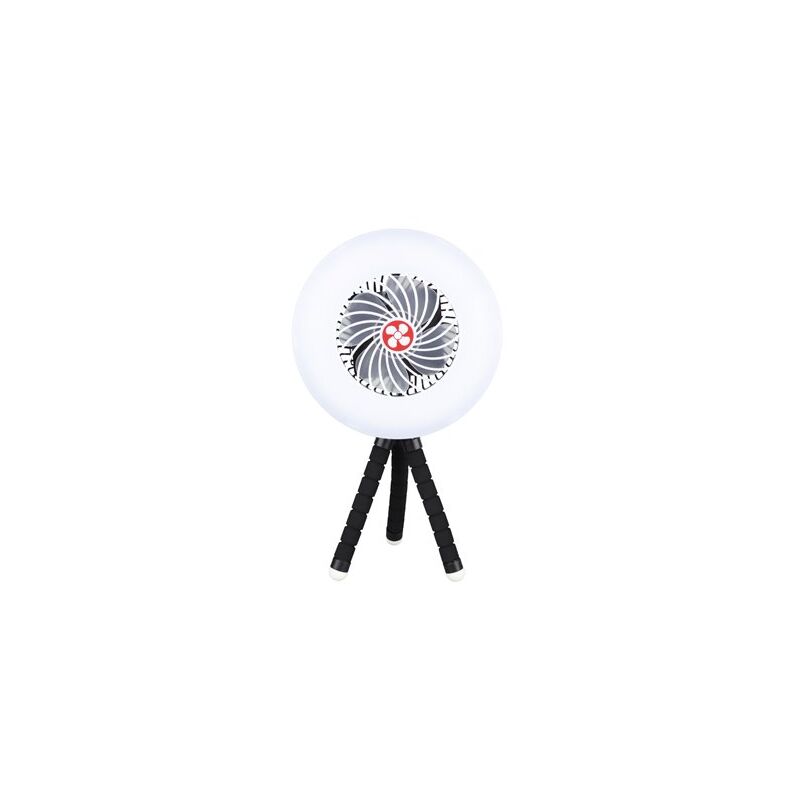 foto del prodotto edm mini ventilatore solare tanami con treppiede leggero e flessibile 4w 5v bianco e nero