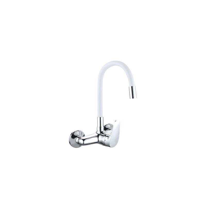 foto del prodotto edm miscelatore lavello java a parete flessibile in gomma bianco
