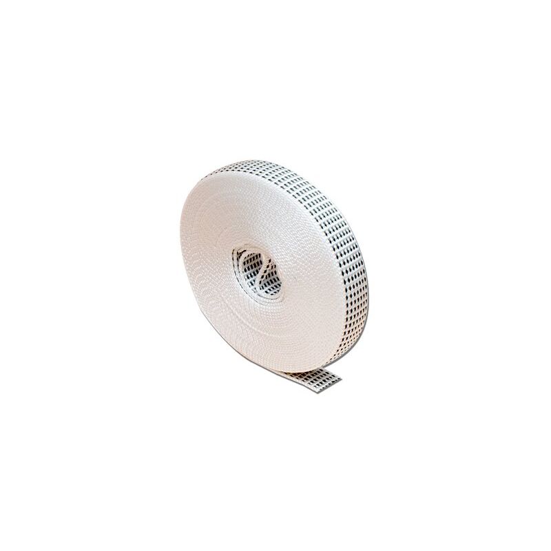 foto del prodotto edm nastro cieco pr26 , largo 18 mm e lungo 6 metri, in polipropilene bianco con puntini neri