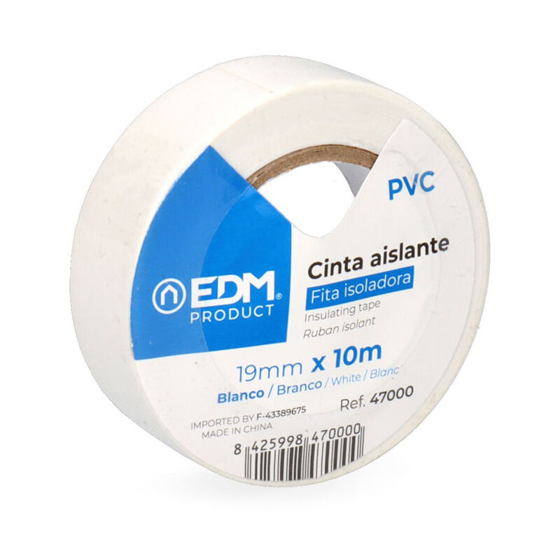 foto del prodotto edm nastro isolante bianco 10m x 19mm pvc di alta qualit resistente