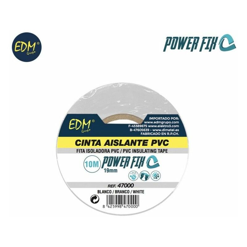 foto del prodotto edm nastro isolante bianco di qualit supra 10 m x 19 mm blister 1 unit 