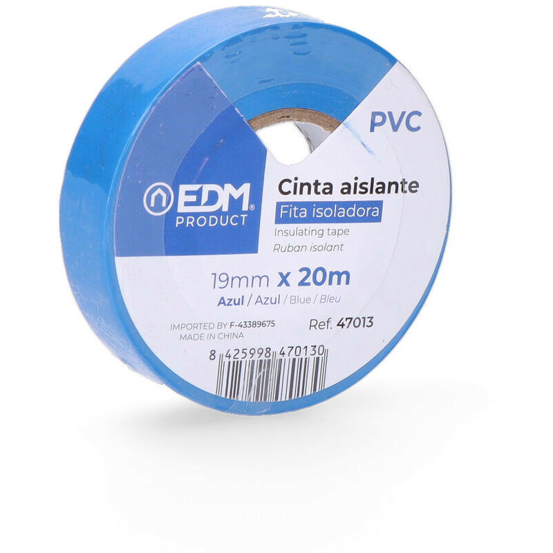 foto del prodotto edm nastro isolante blu 20m x 19mm pvc di alta qualit resistente alle intemperie