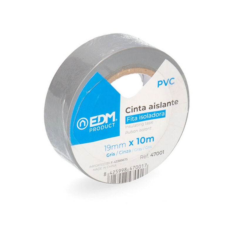 foto del prodotto edm nastro isolante grigio 10 10m x 19mm pvc pvc di alta qualit pvc resistente alle intemperie