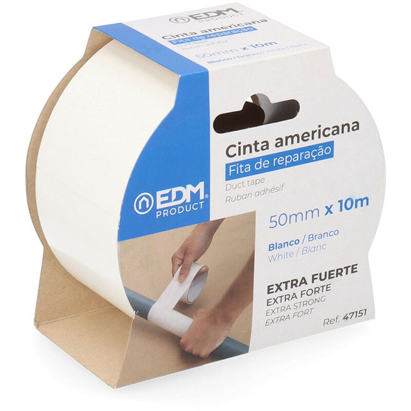 foto del prodotto edm nastro multifunzione americano 10 10m x 50mm fralatn bianco fralatn extra forte fralatn resistente alle intemperie
