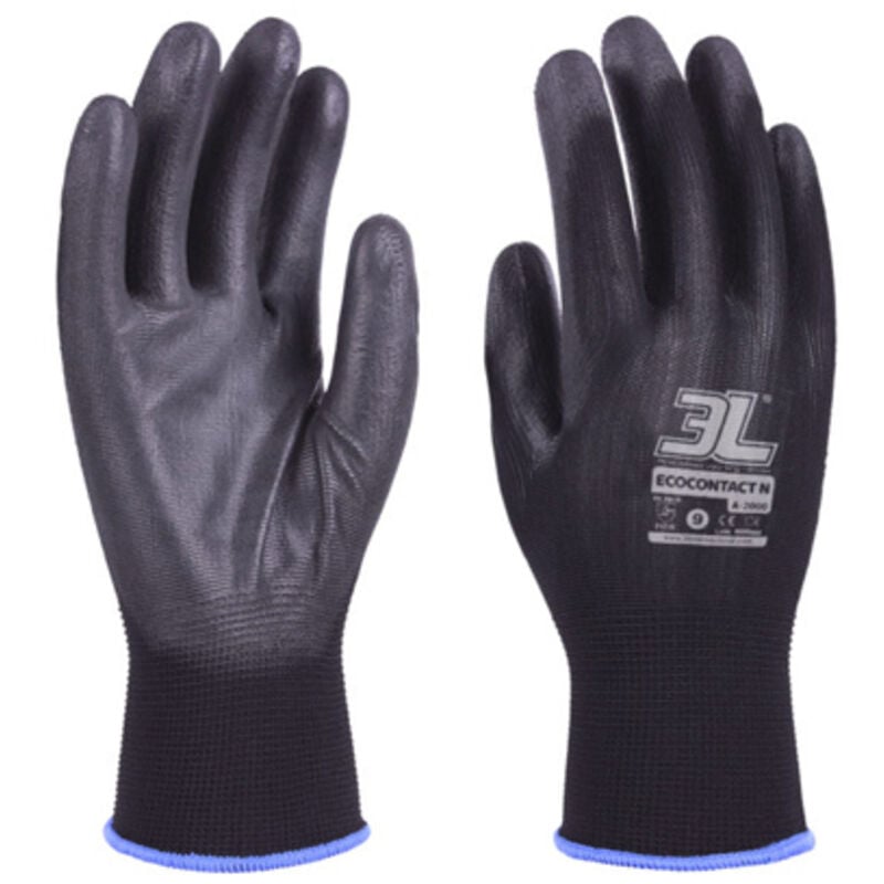 foto del prodotto edm - pacchetto. 12 guanti in poliuretano nylon neri taglia piccola 6