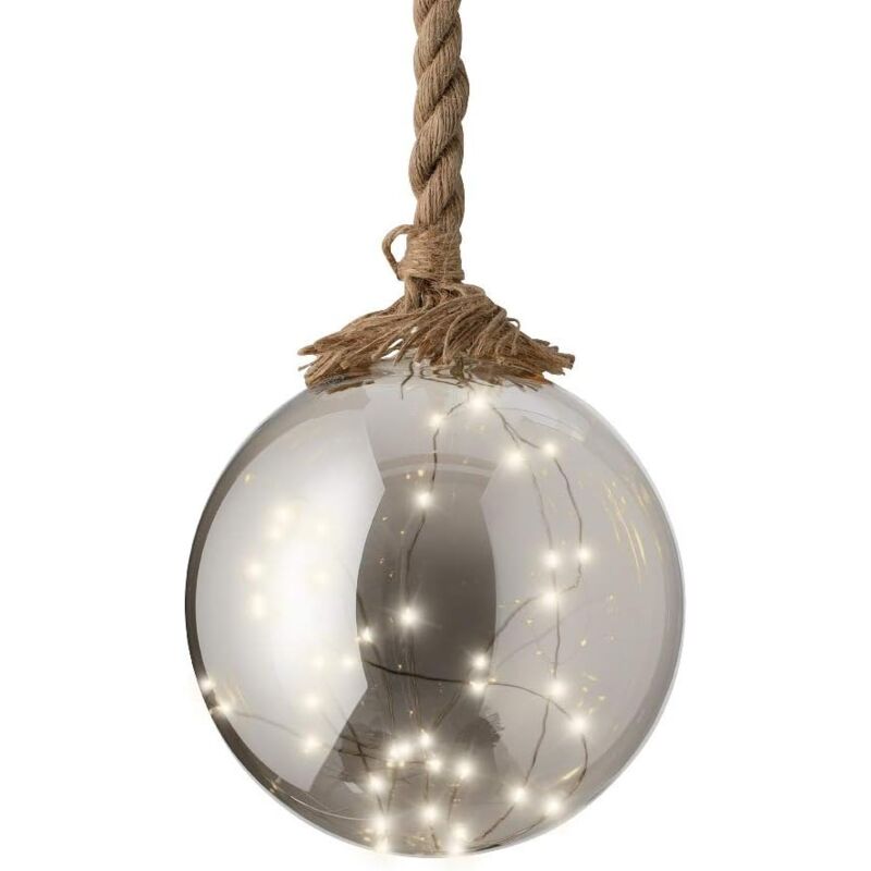 foto del prodotto edm pallina di natale luminosa in vetro fum con micro led 20 cm