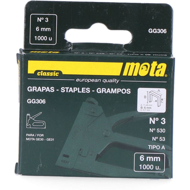 foto del prodotto edm - punti mota n. 3 da 6 mm 1000 unità. spessore 0,7 mm gg306