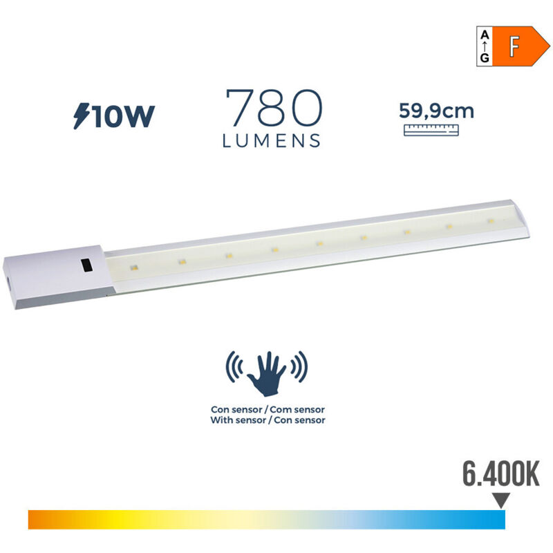 foto del prodotto edm regola led sensore mfralatnment 10 10w 7 780lmfralatn 6500kfralatn 60cmfralatn grigio