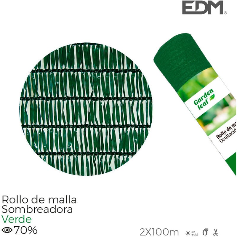 foto del prodotto edm rotolo di rete ombreggiante. colore verde 70 2x100m