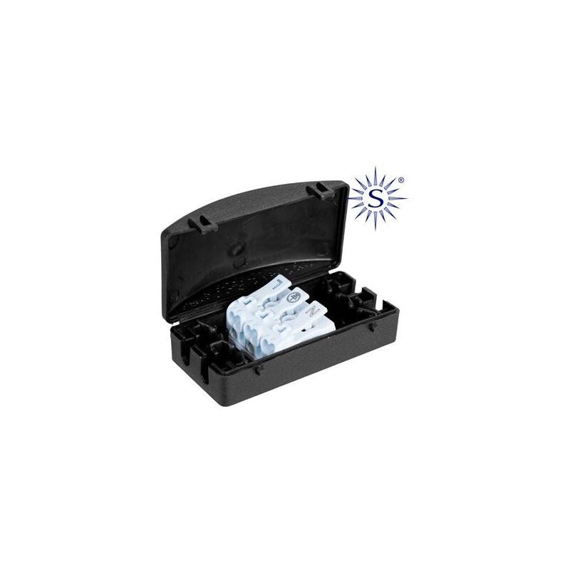 foto del prodotto edm scatola di connessione per illuminazione solera serie nera ip20 confezione termoretraibile bk l3p