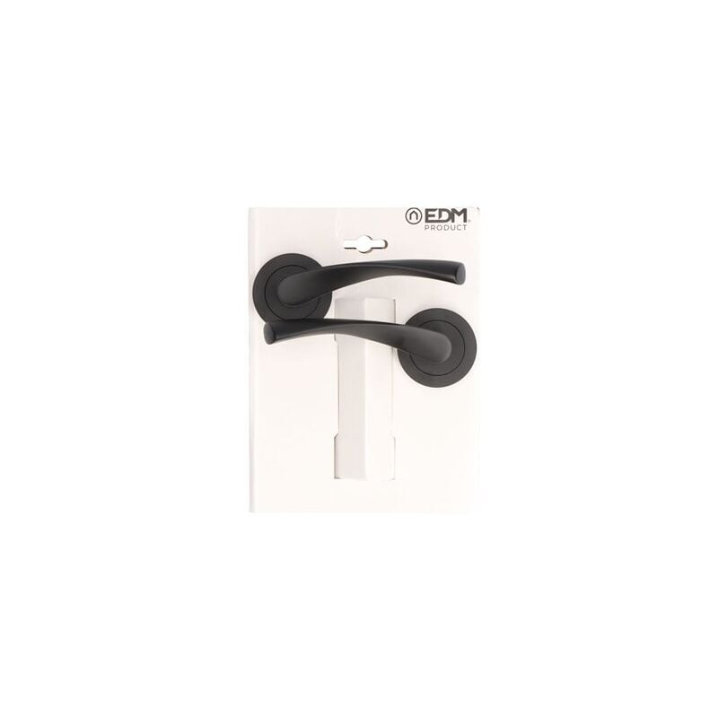 foto del prodotto edm set rosetta e maniglia 707 per porte di passaggio 6,5x12cm in alluminio nero
