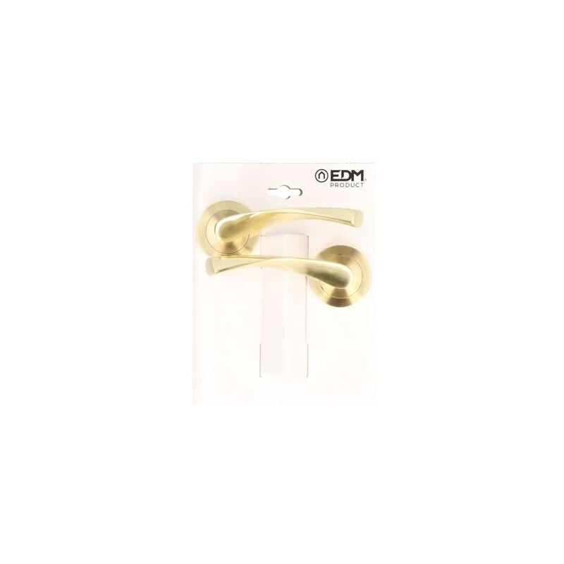 foto del prodotto edm set rosetta e maniglia 707 per porte di passaggio 6,5x12cm in alluminio ottonato
