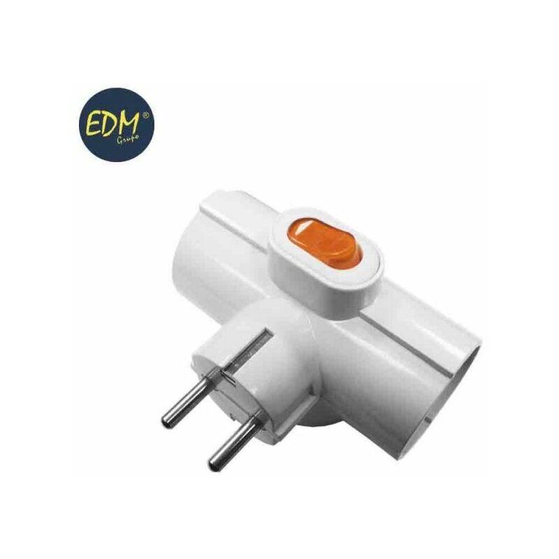 foto del prodotto edm spina 3 uscite con interruttore luminoso t tl 16a 4,8mm 250v