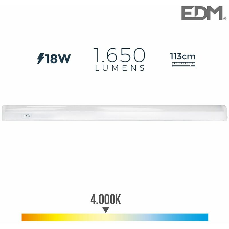 foto del prodotto edm striscia elettronica a led 18w 1650lm 4000k luce fredda 3,6x113,8x3cm