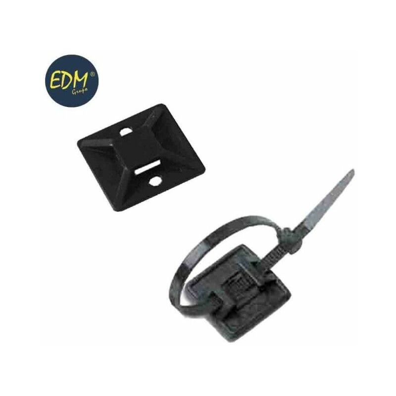 foto del prodotto edm supporto adesivo per fascetta fermacavi nera blister 25 unit 