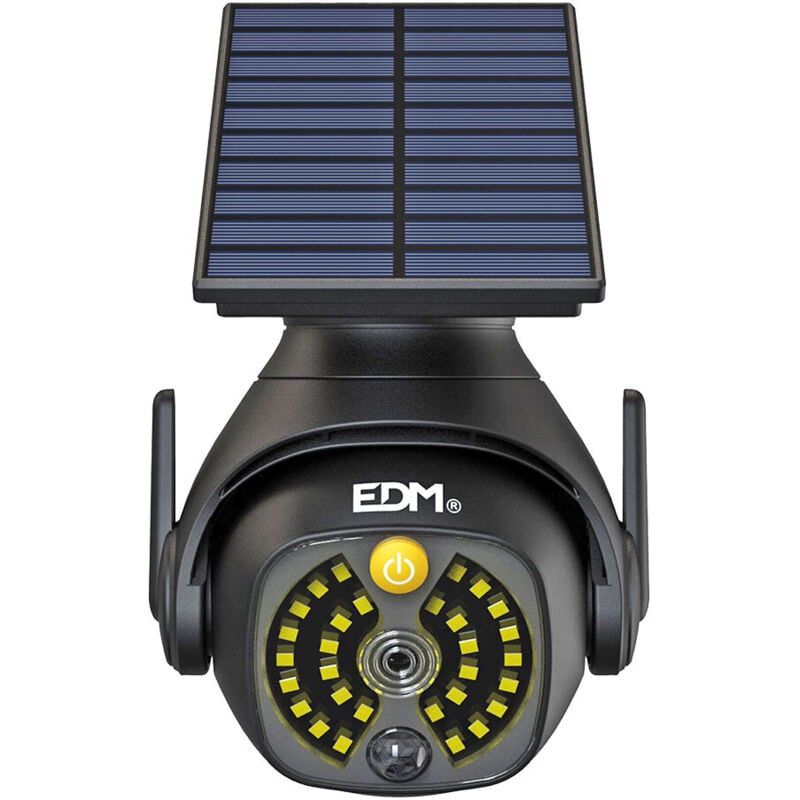 foto del prodotto edm - telecamera finta con pannello solare e 3 modalità di funzionamento 5w 6500k 300lm ip44 fino a 10 ore di autonomia