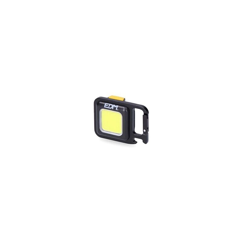 foto del prodotto edm torcia portachiavi led cob multifunzionale con autonomia fino a 12 ore 6w 6000k 300lm ip44 include batteria e accessori 